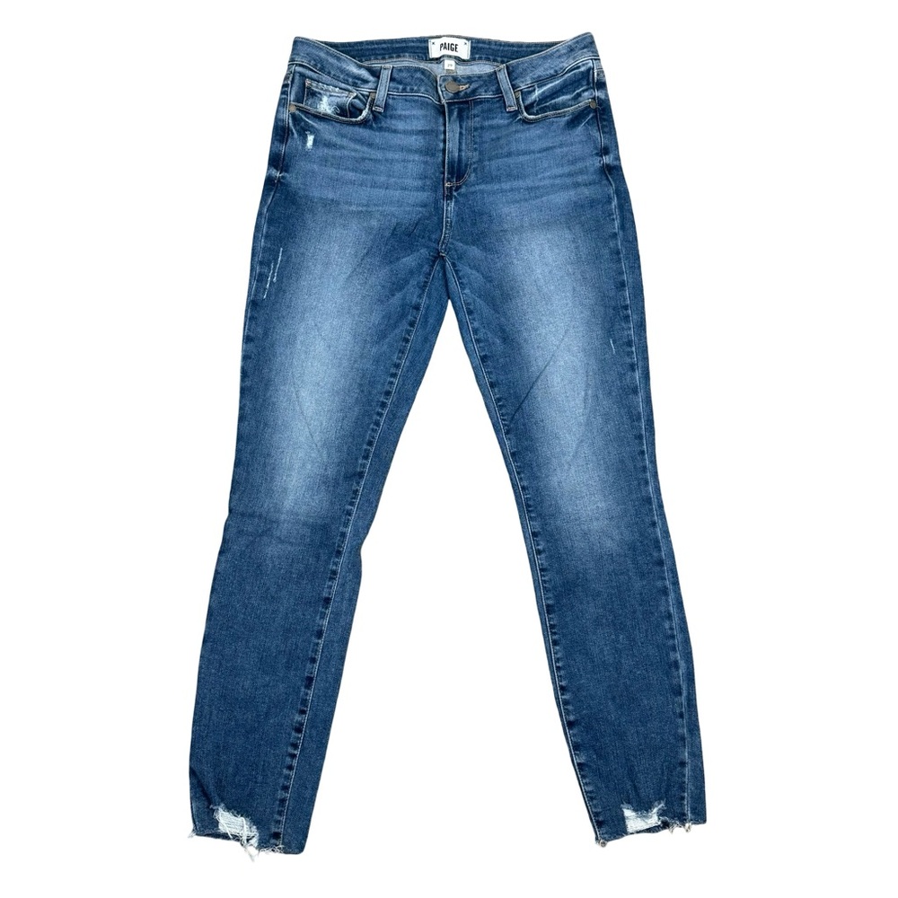 Paige Verdugo Ankle Flo Destructed Distressed Blue Denim Jeans Women’s 29